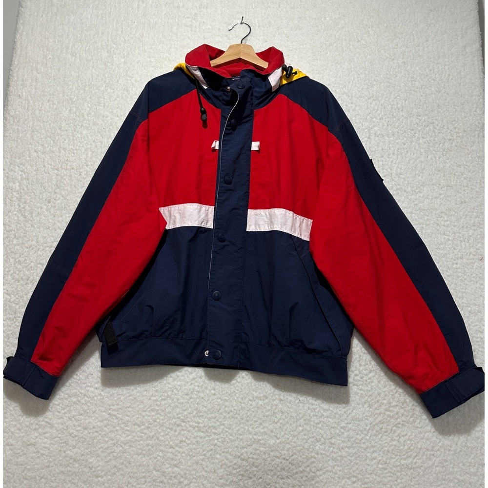 Vintage‎ Tommy Hilfiger Colorblock Hooded Ski Sail Snowboard Jacket Size Large
